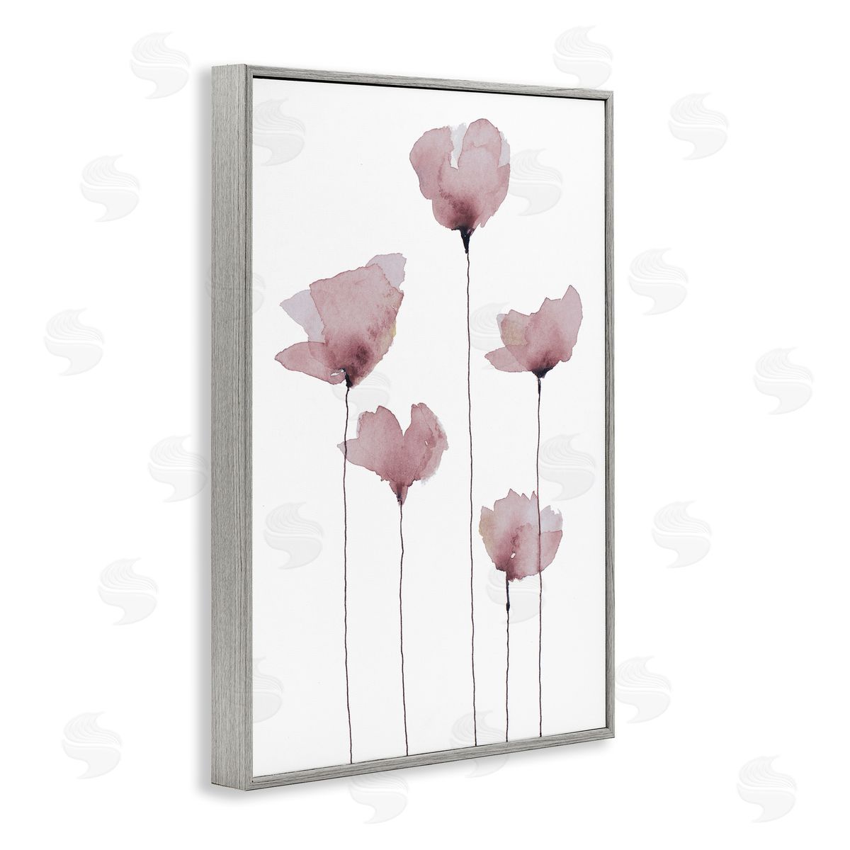 Krinlox Standing Tall Blossoms Gray Framed Giclee Wall Art Print