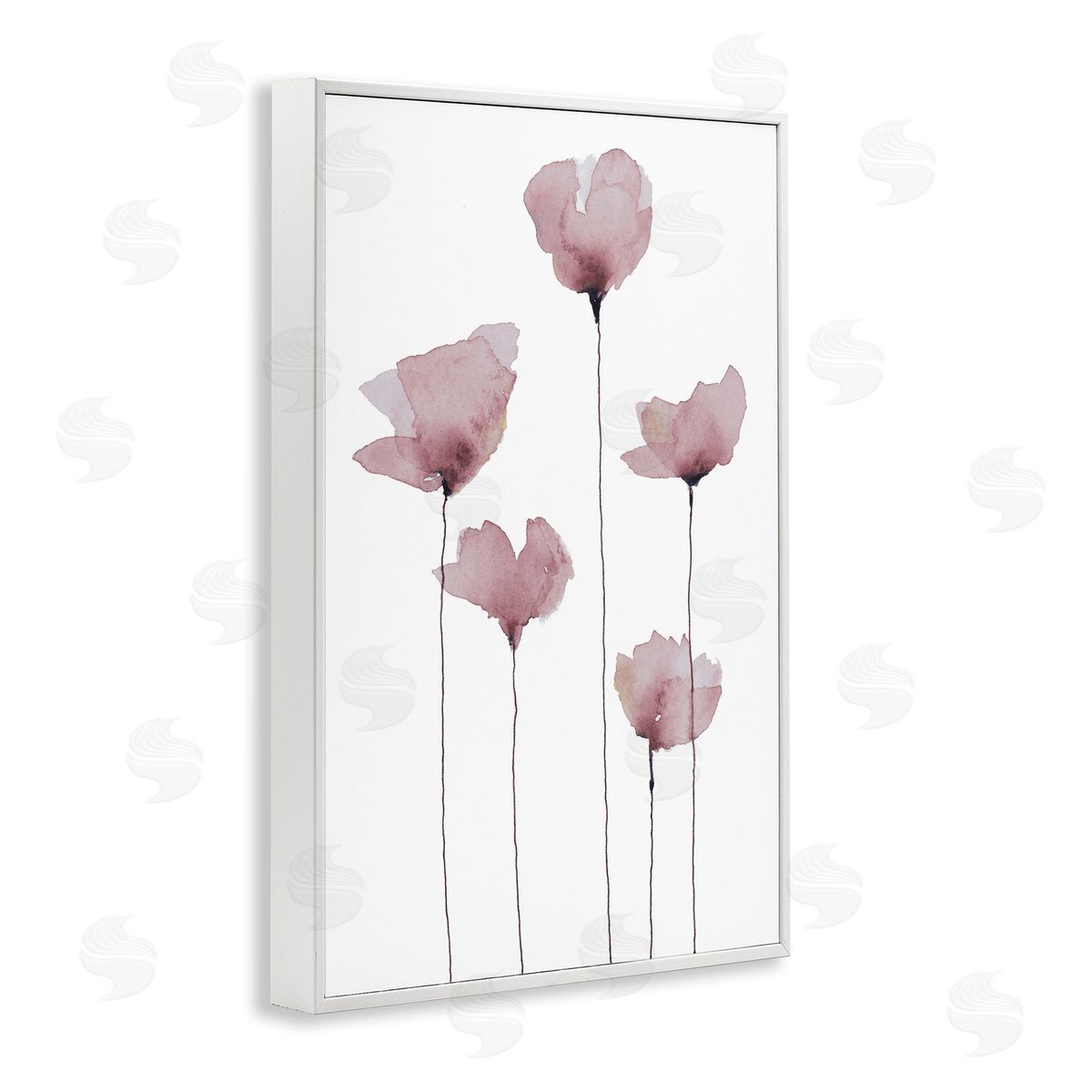Krinlox Standing Tall Blossoms White Framed Giclee Wall Art Print