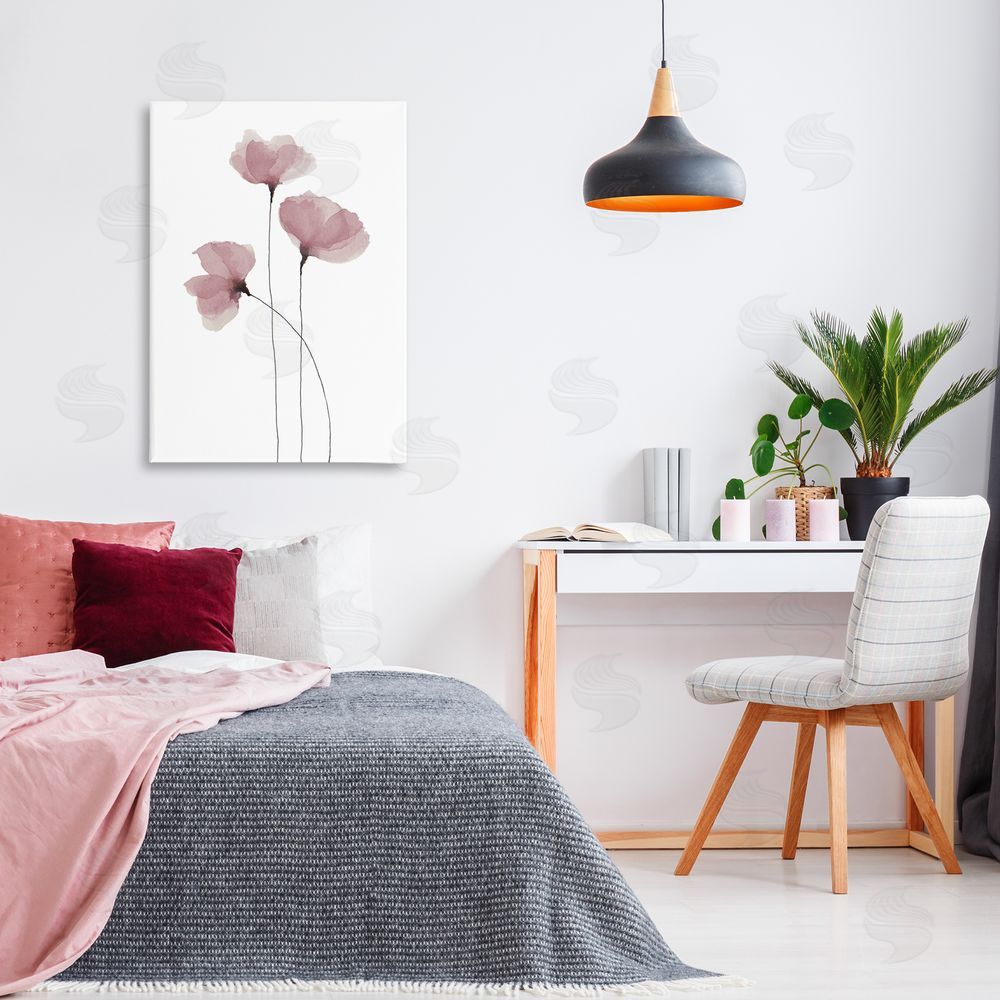 Krinlox Standing Tall Pink Flowers Canvas Wall Art Print in Room