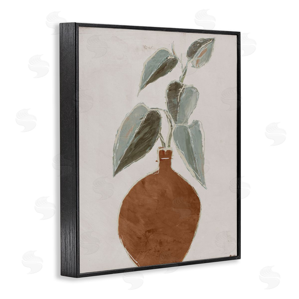 Lorenzo Collective Natural Tan Greenery Black Framed Giclee Wall Art Print