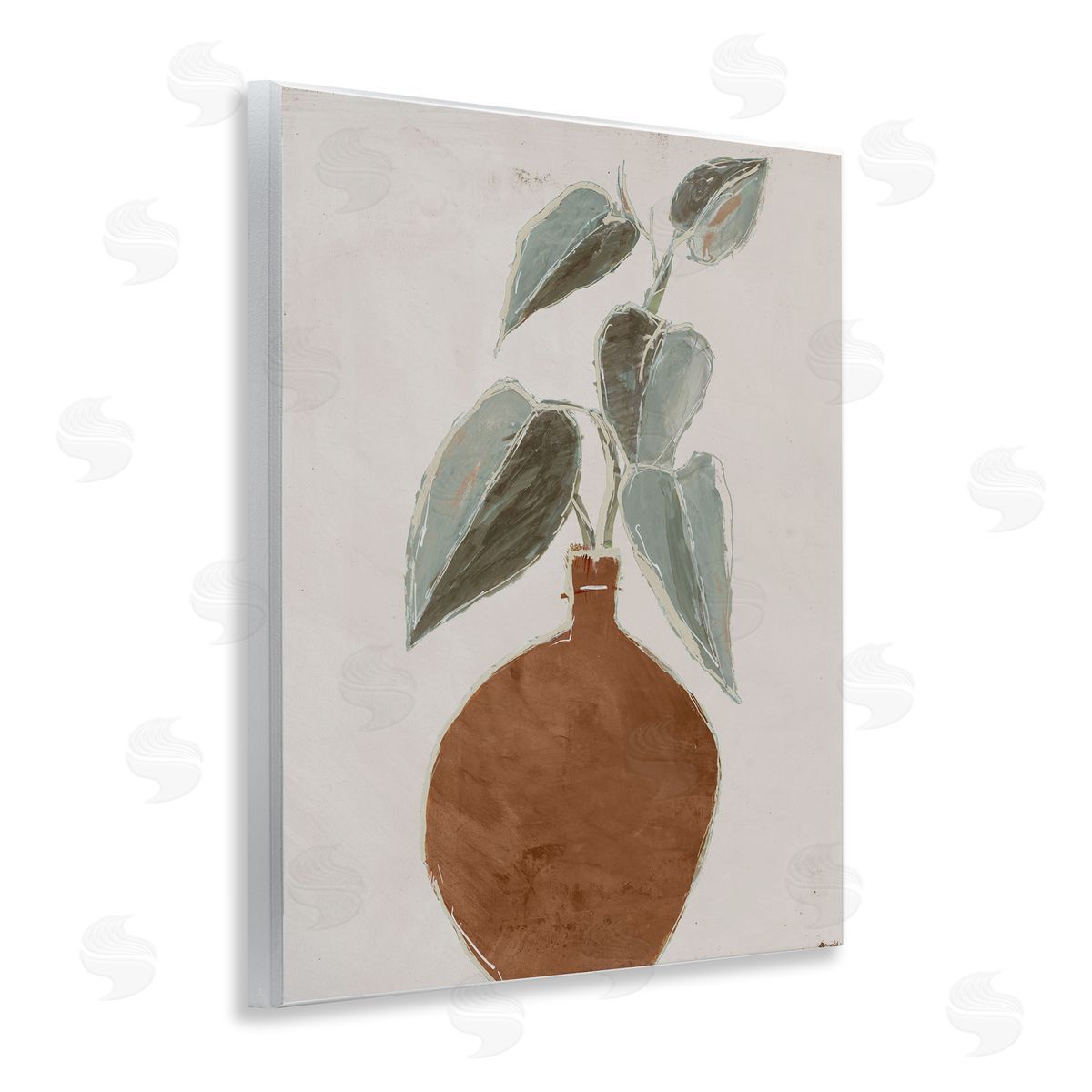 Lorenzo Collective Natural Tan Greenery Wooden Wall Plaque Art Print