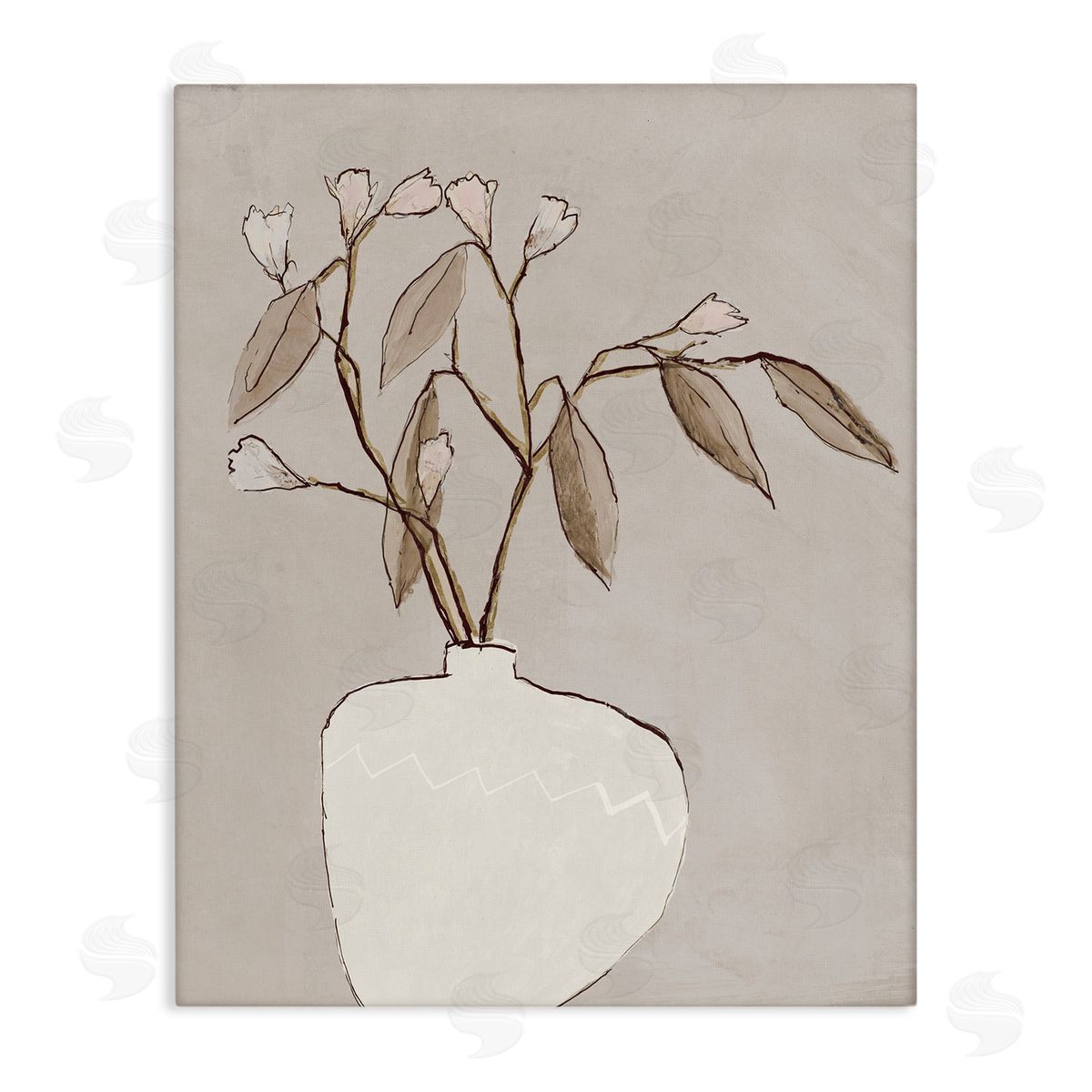 Lorenzo Collective Neutral Tan Greenery Canvas Wall Art Print