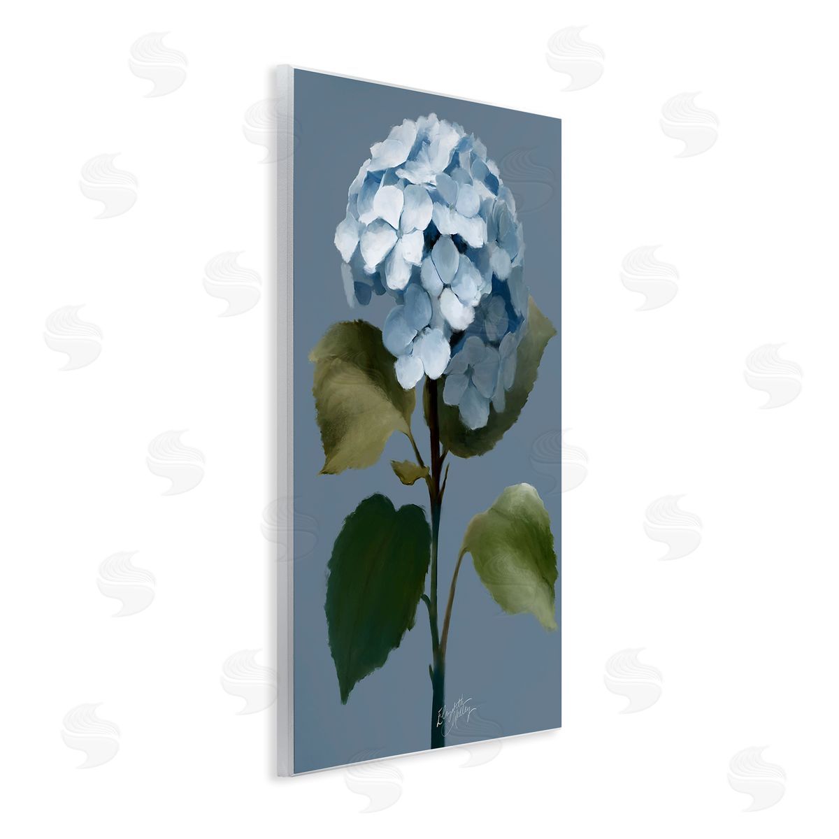 Elizabeth Medley Delicate Blue Hydrangea Wooden Wall Plaque Art Print
