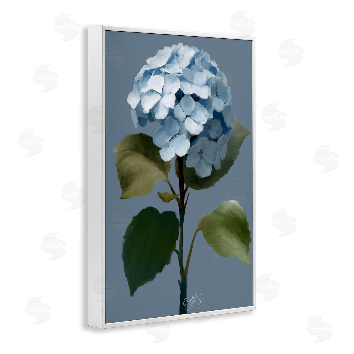 Elizabeth Medley Delicate Blue Hydrangea White Framed Giclee Wall Art Print