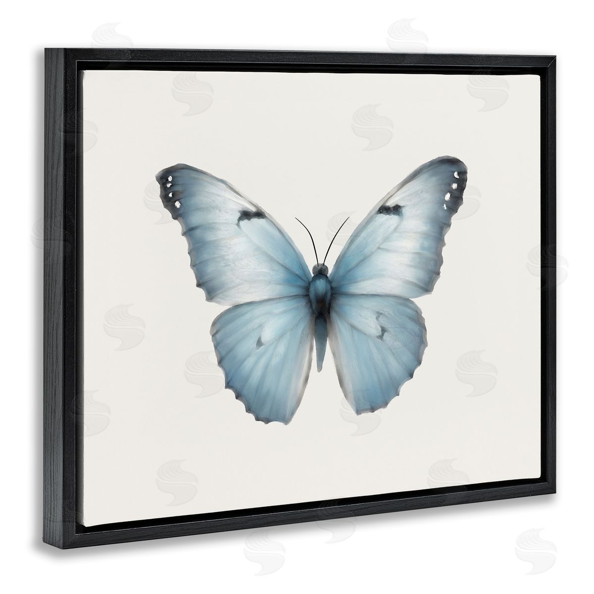Elizabeth Medley Blue Symmetrical Butterfly Black Floating Frame Canvas Wall Art Print