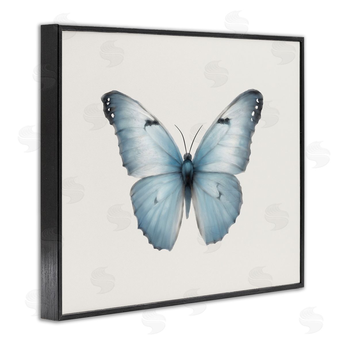 Elizabeth Medley Blue Symmetrical Butterfly Black Framed Giclee Wall Art Print