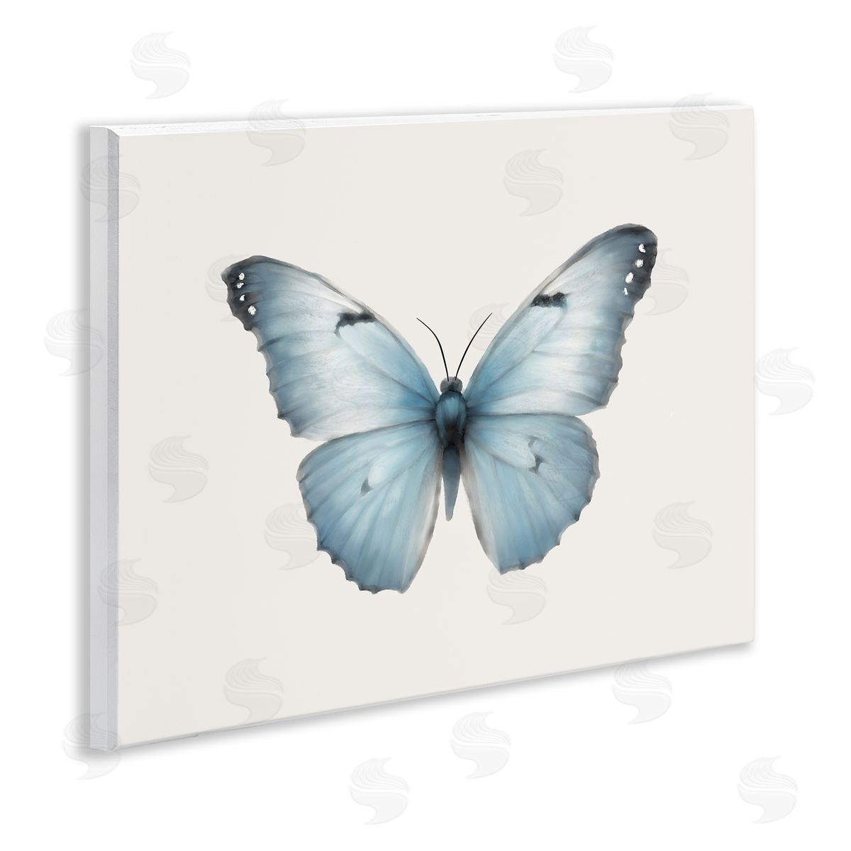 Elizabeth Medley Blue Symmetrical Butterfly Wooden Wall Plaque Art Print