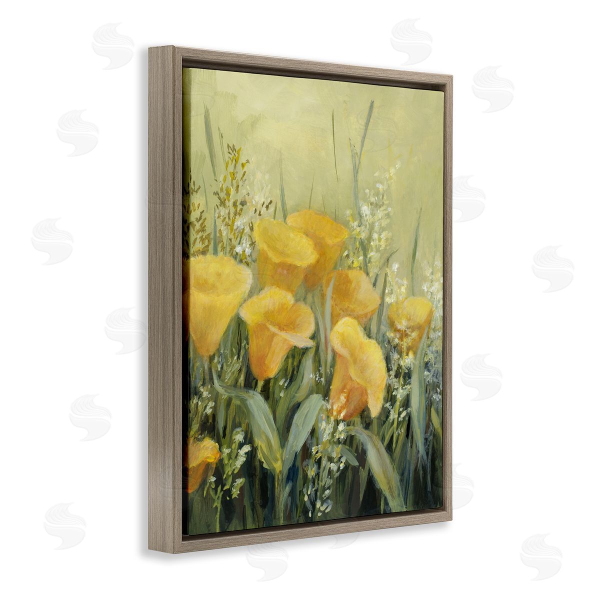 Lanie Loreth Golden Horned Poppies Brown Floating Frame Canvas Wall Art Print