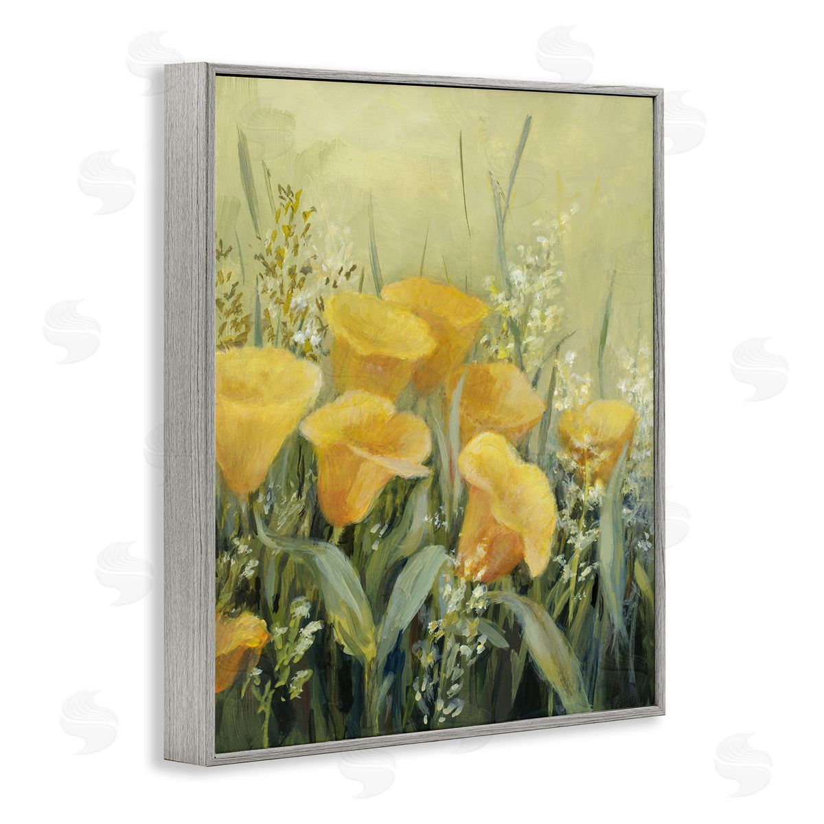 Lanie Loreth Golden Horned Poppies Gray Framed Giclee Wall Art Print