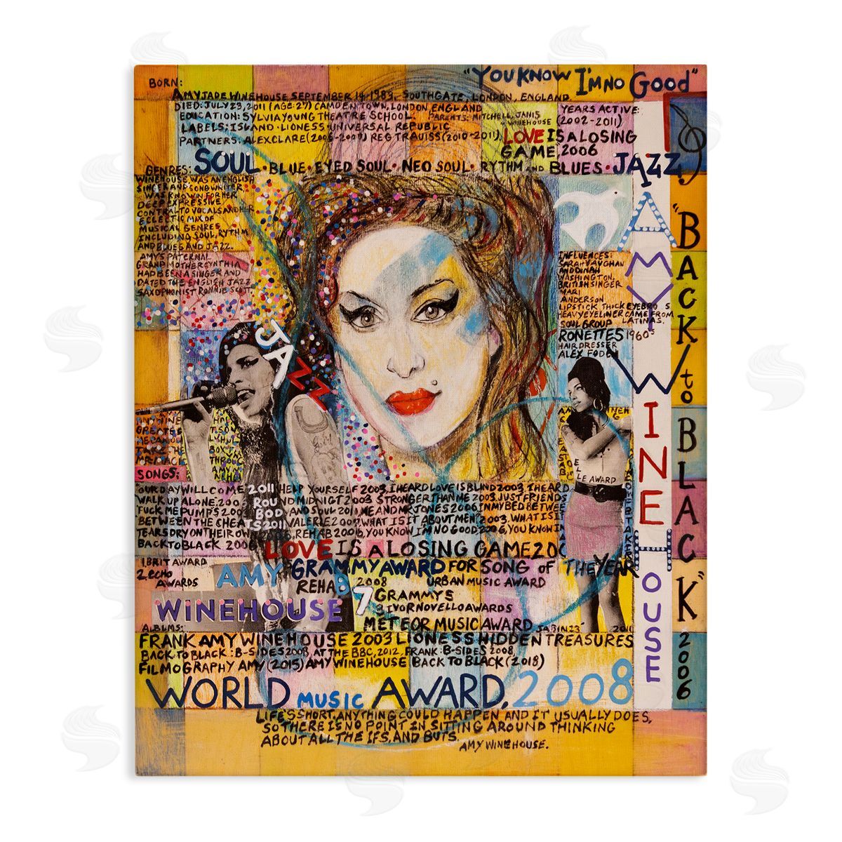 Sabin Amy Winehouse Collage Canvas Wall Art Print