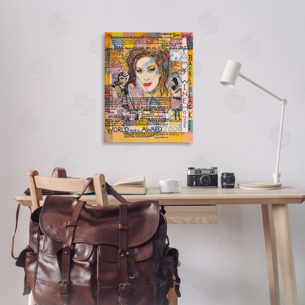 Sabin Amy Winehouse Collage Canvas Wall Art Print in Room