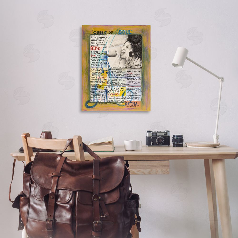 Sabin Aretha Franklin Collage Canvas Wall Art Print in Room