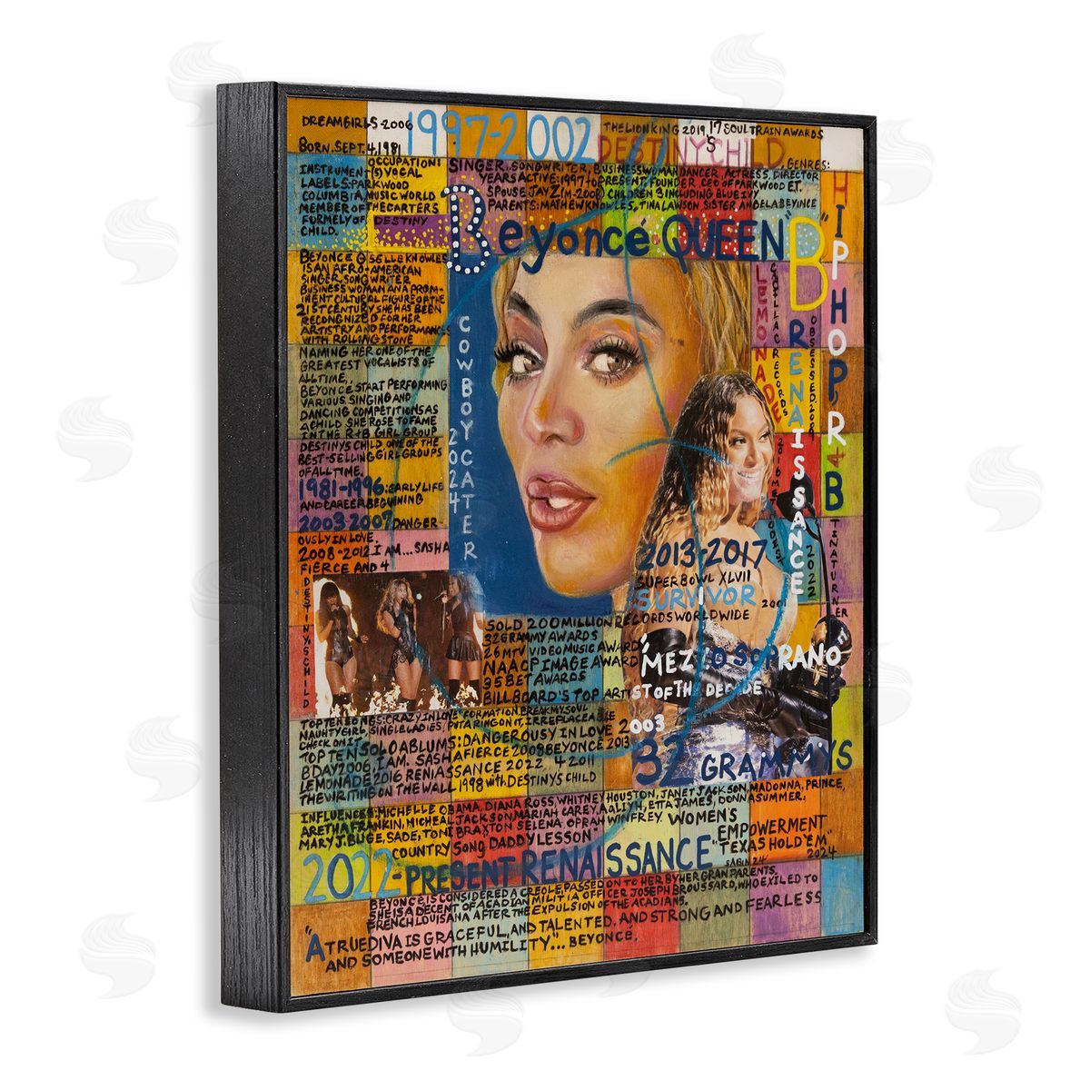Sabin Beyonce Musician Collage Black Framed Giclee Wall Art Print