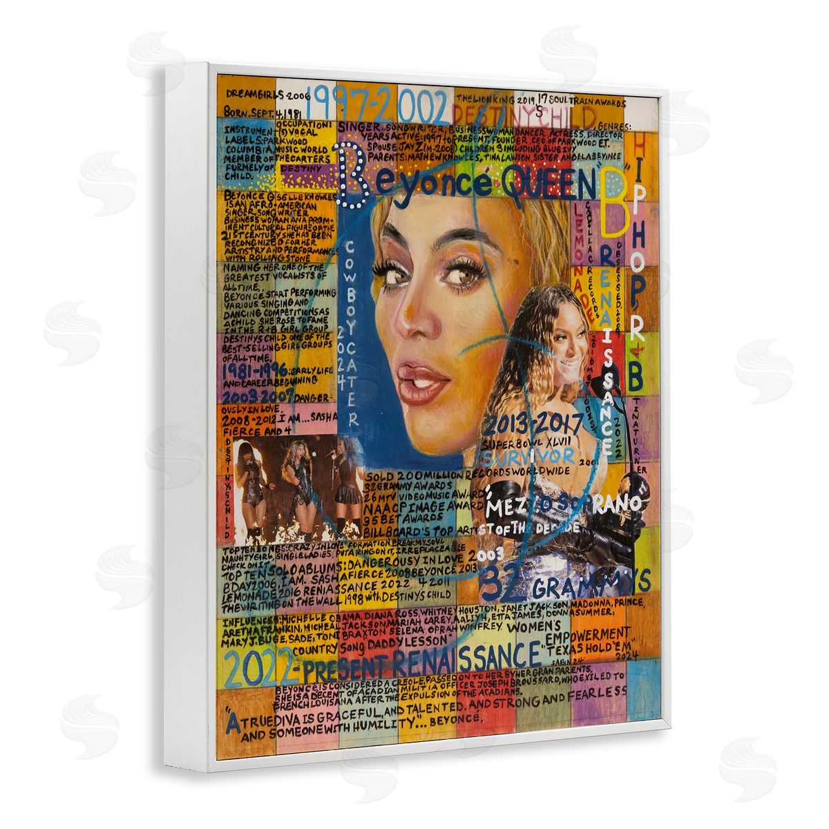 Sabin Beyonce Musician Collage White Framed Giclee Wall Art Print