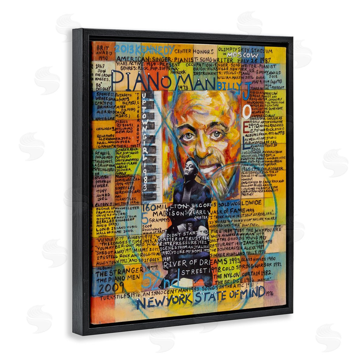 Sabin Billy Joel Collage Black Floating Frame Canvas Wall Art Print