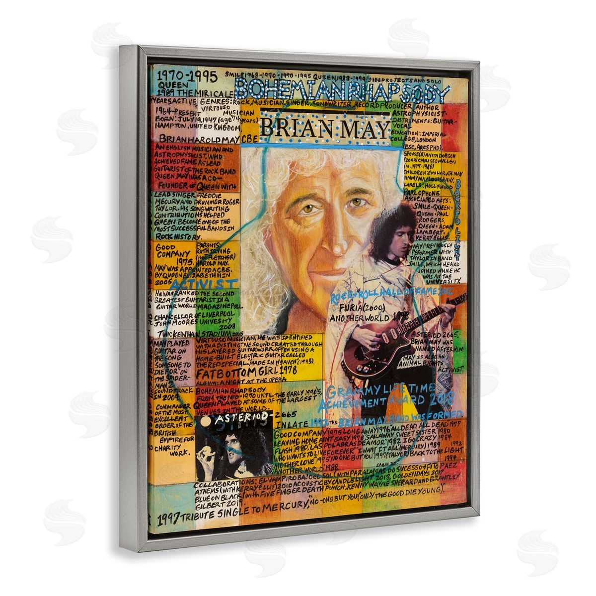 Sabin Brian May Collage Gray Floating Frame Canvas Wall Art Print