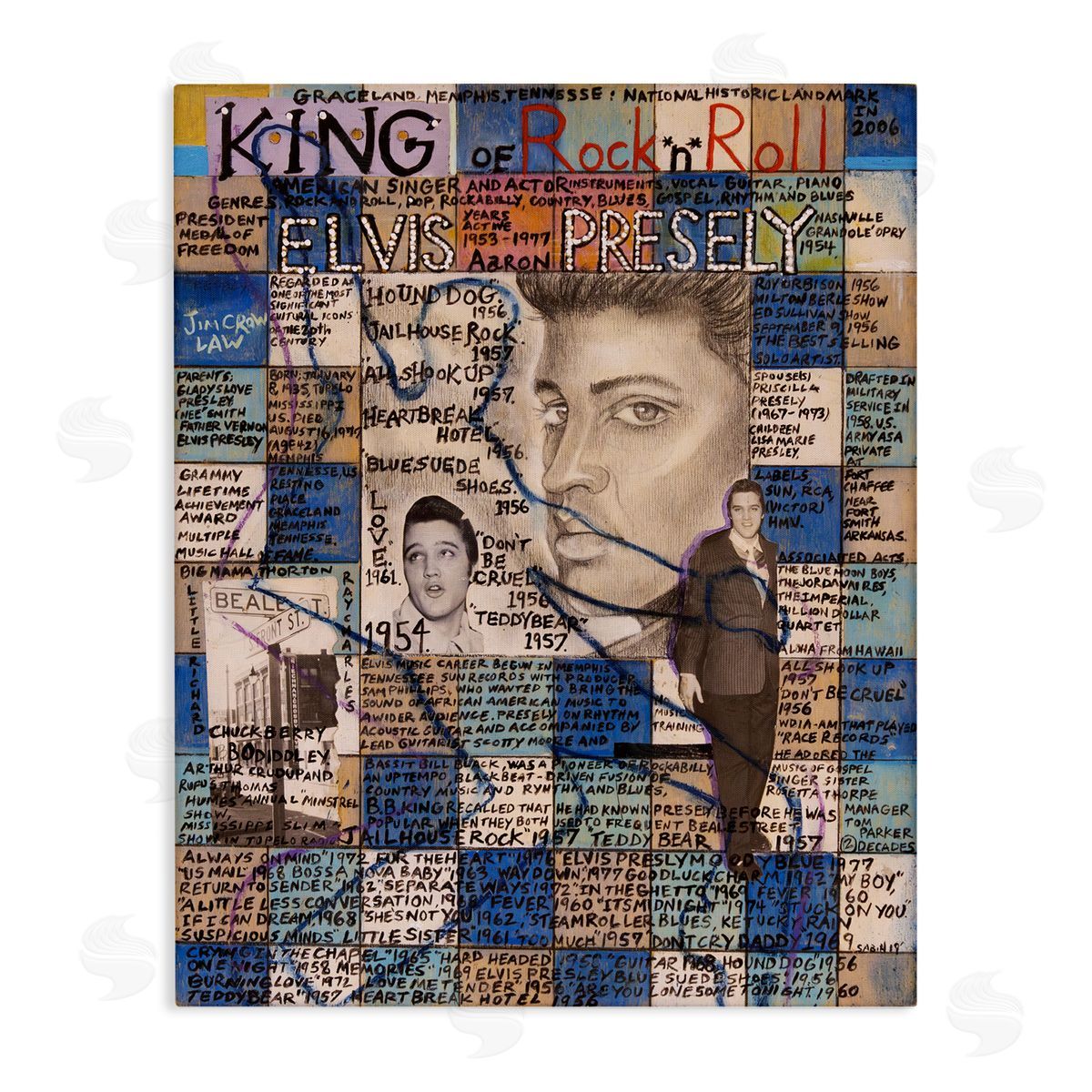 Sabin Elvis Presley Collage Canvas Wall Art Print