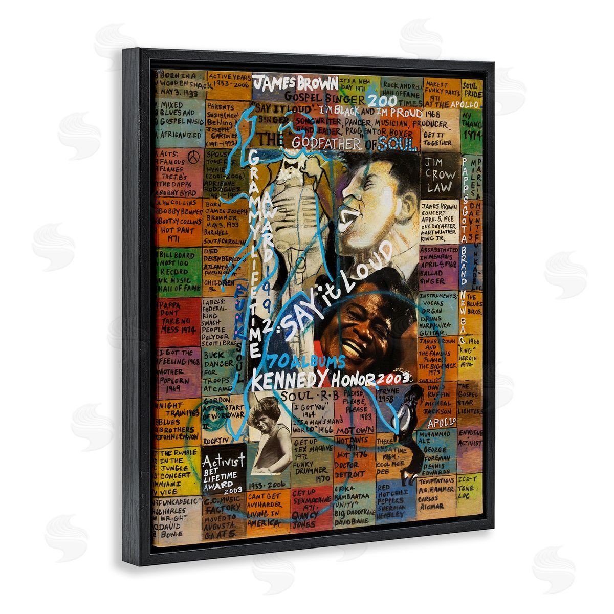 Sabin James Brown Collage Black Floating Frame Canvas Wall Art Print