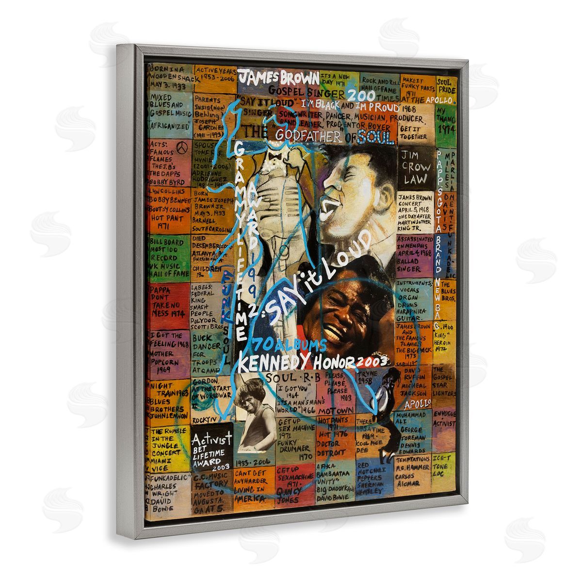 Sabin James Brown Collage Gray Floating Frame Canvas Wall Art Print