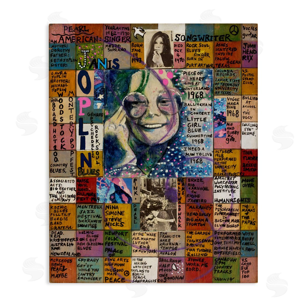 Sabin Janis Joplin Collage Canvas Wall Art Print