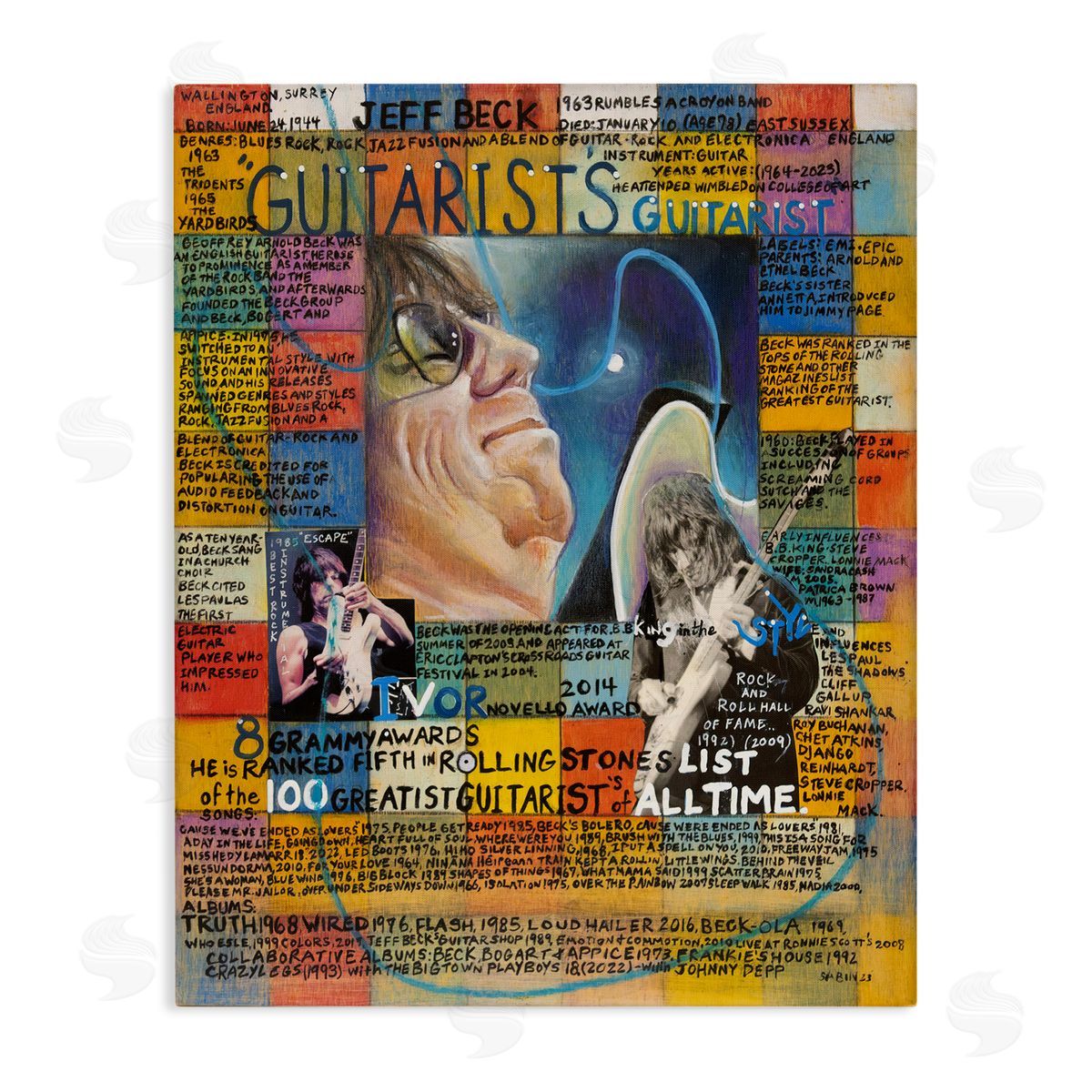 Sabin Jeff Beck Collage Canvas Wall Art Print