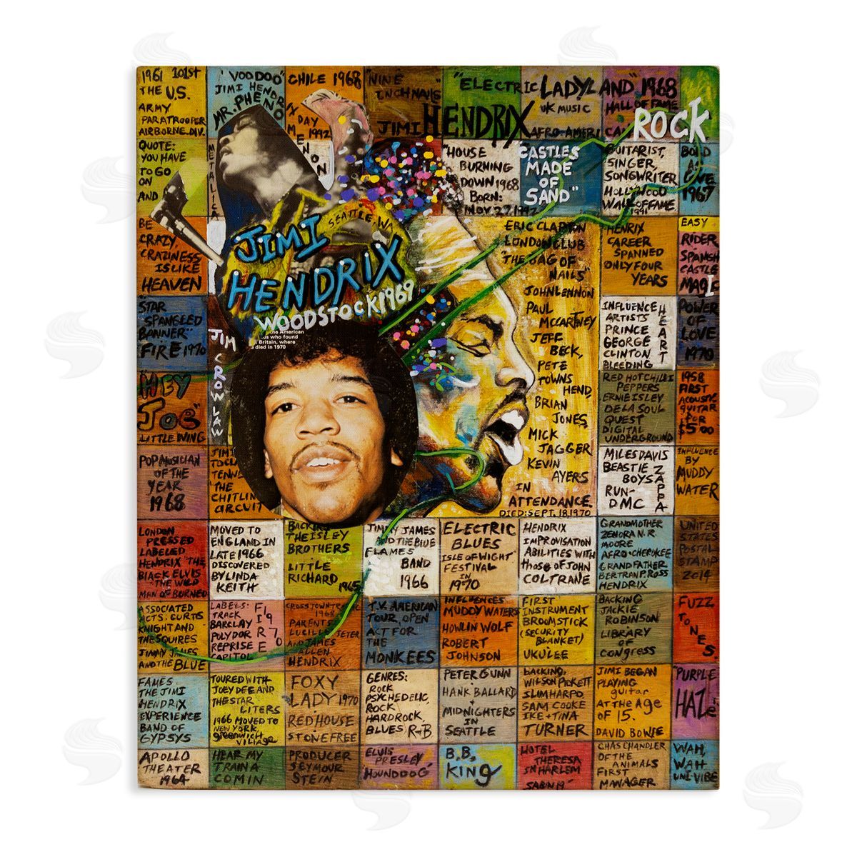 Sabin Jimi Hendrix Collage Canvas Wall Art Print