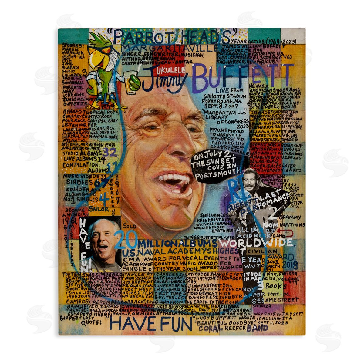 Sabin Jimmy Buffet Collage Canvas Wall Art Print