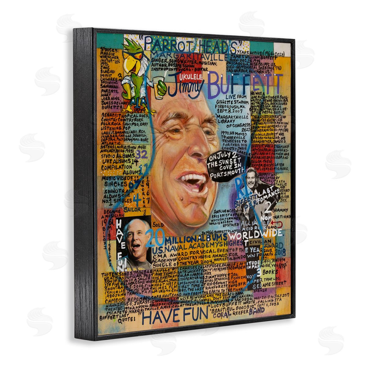 Sabin Jimmy Buffet Collage Black Framed Giclee Wall Art Print