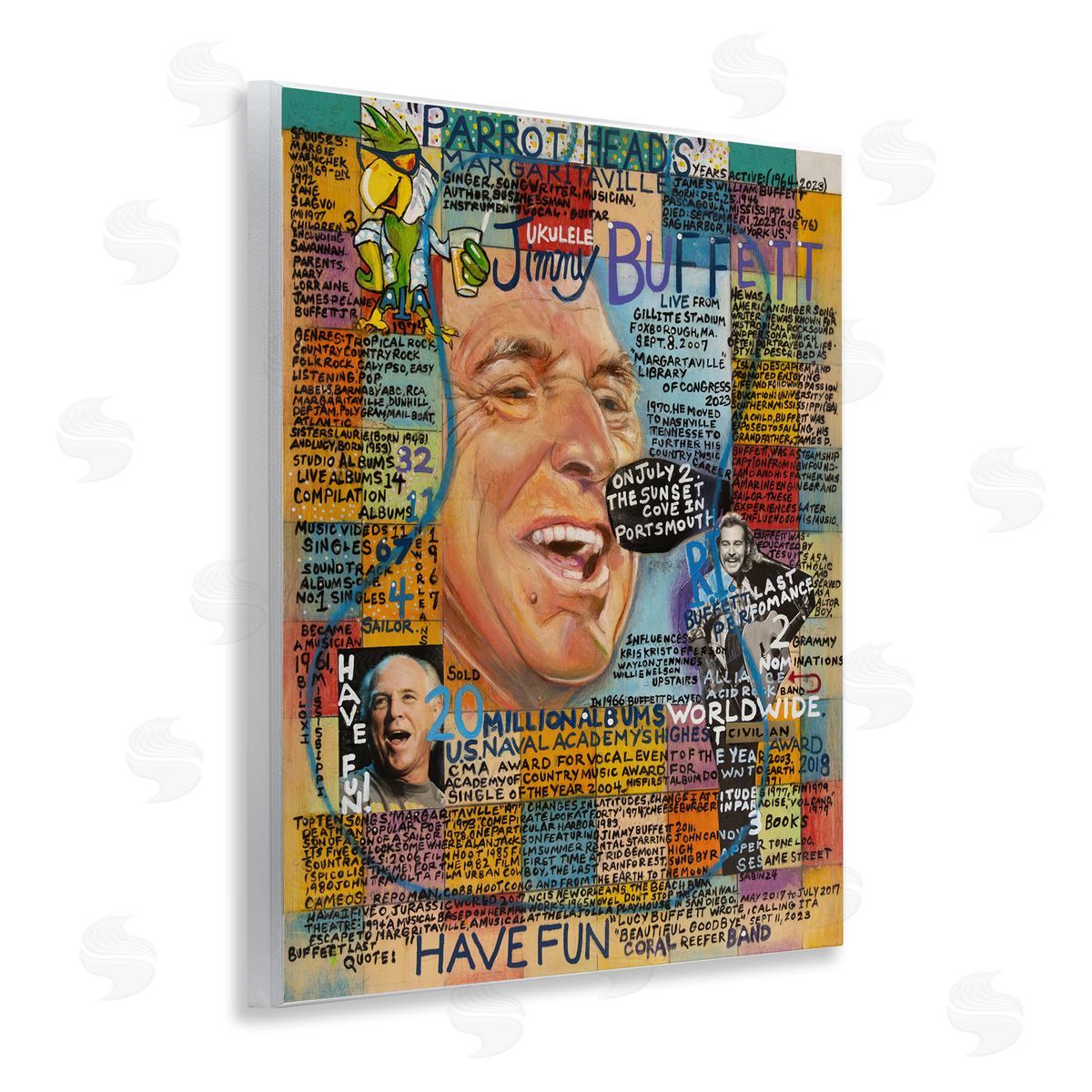 Sabin Jimmy Buffet Collage Wooden Wall Plaque Art Print