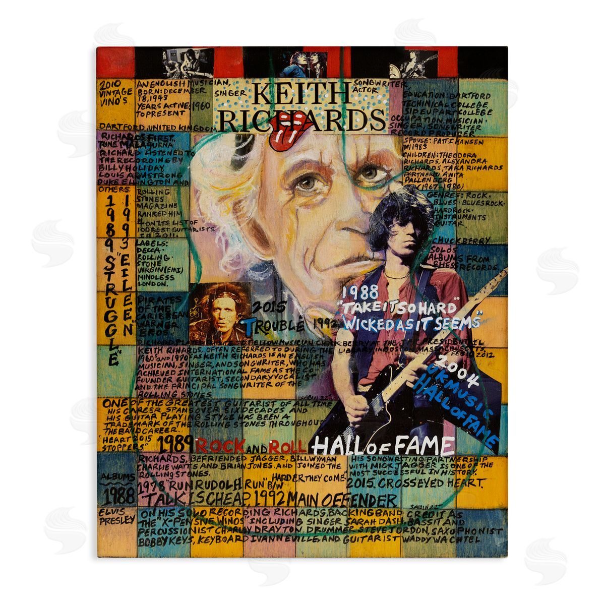 Sabin Keith Richards Collage Canvas Wall Art Print