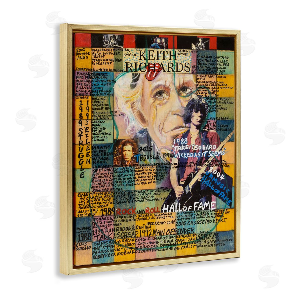 Sabin Keith Richards Collage Gold Floating Frame Canvas Wall Art Print