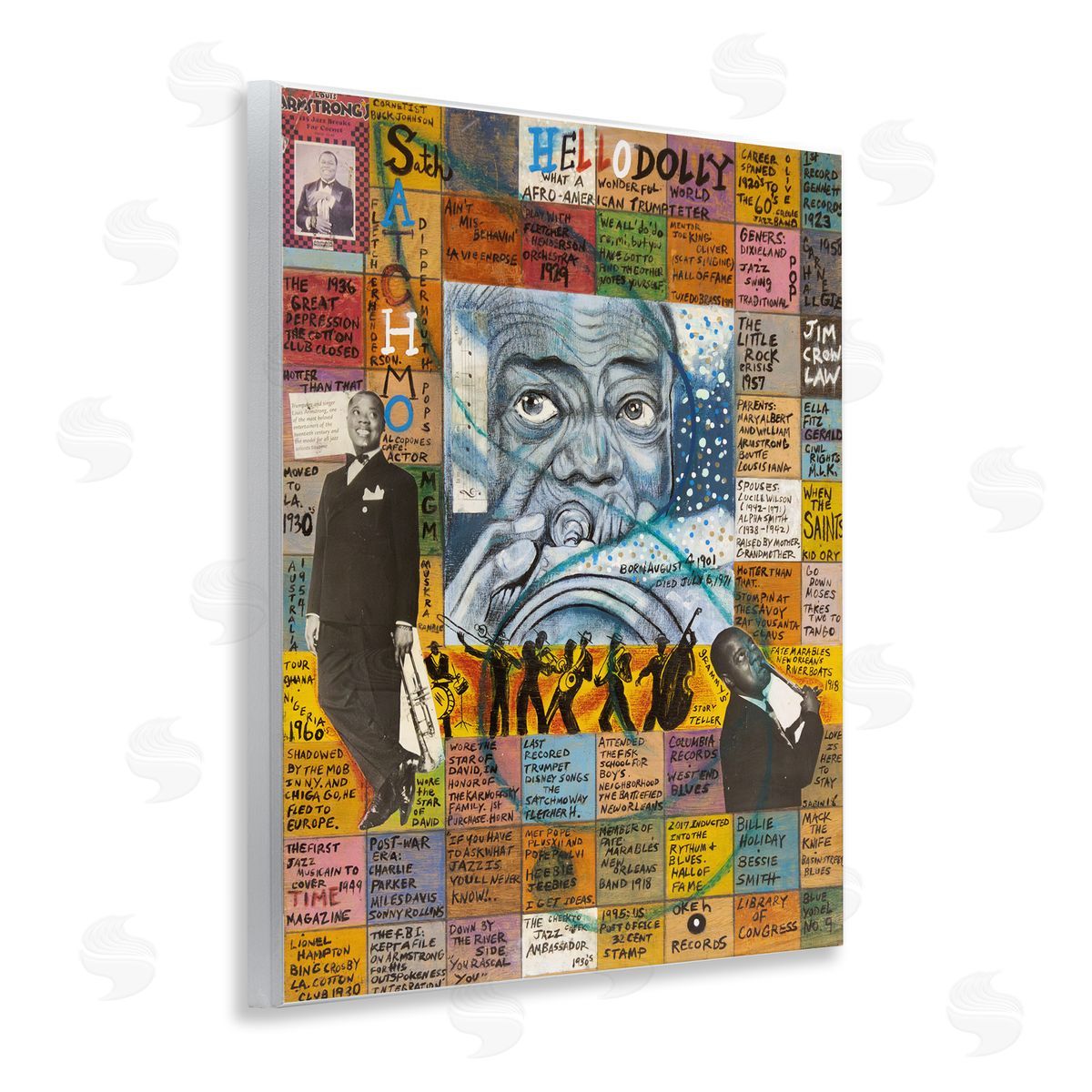 Sabin Louis Armstrong Collage Wooden Wall Plaque Art Print