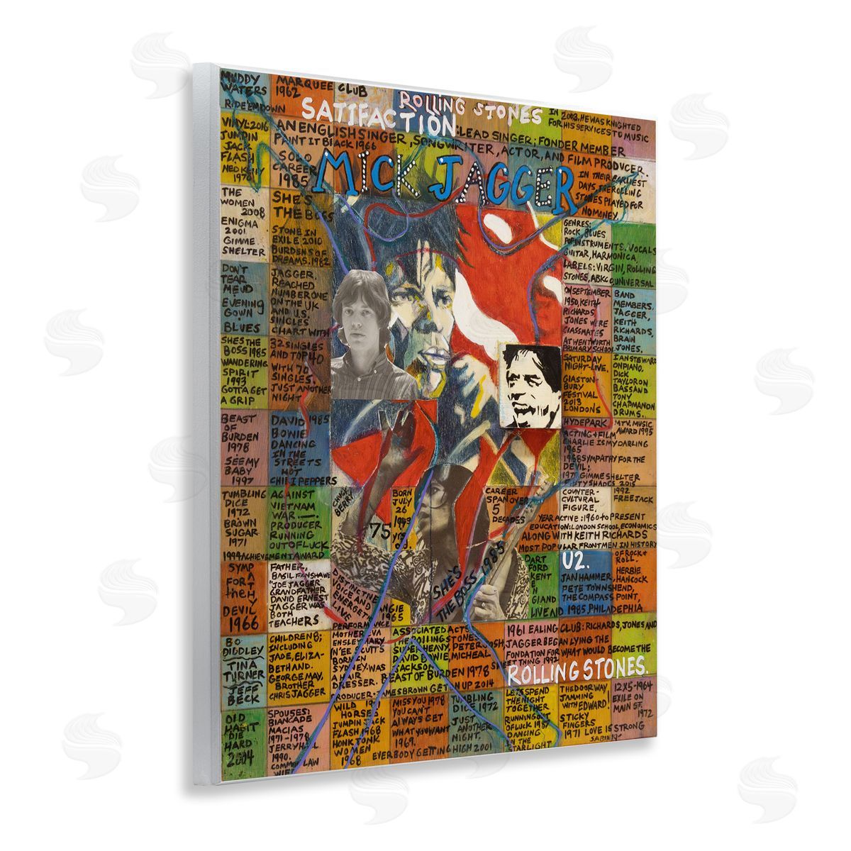 Sabin Mick Jagger Collage Wooden Wall Plaque Art Print