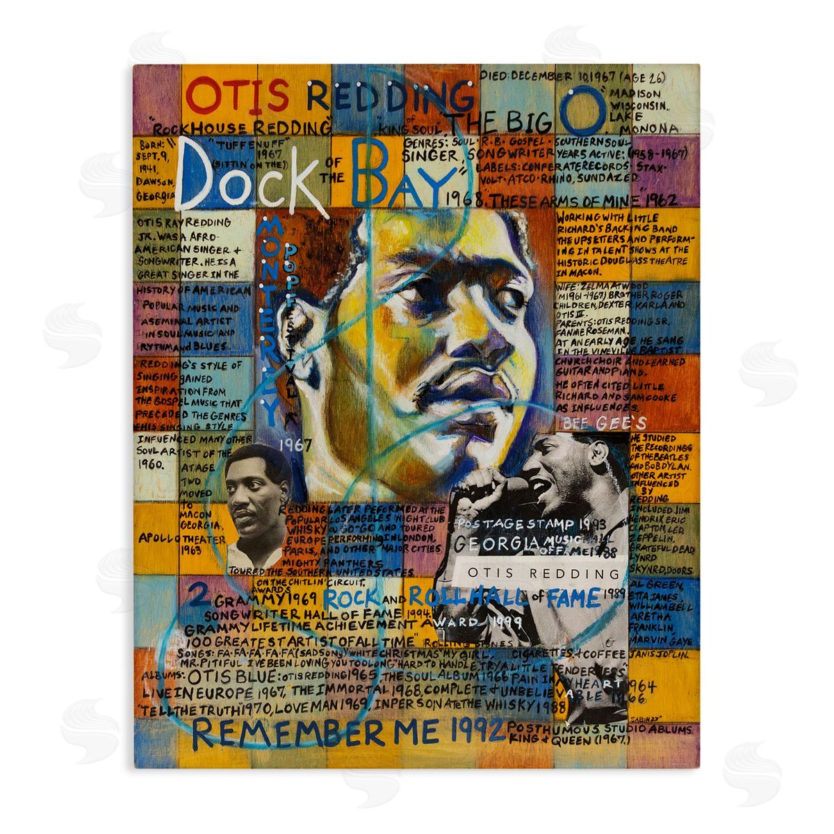 Sabin Otis Redding Collage Canvas Wall Art Print
