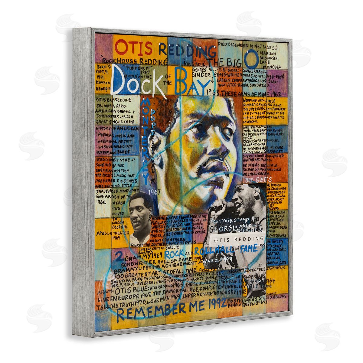 Sabin Otis Redding Collage Gray Framed Giclee Wall Art Print
