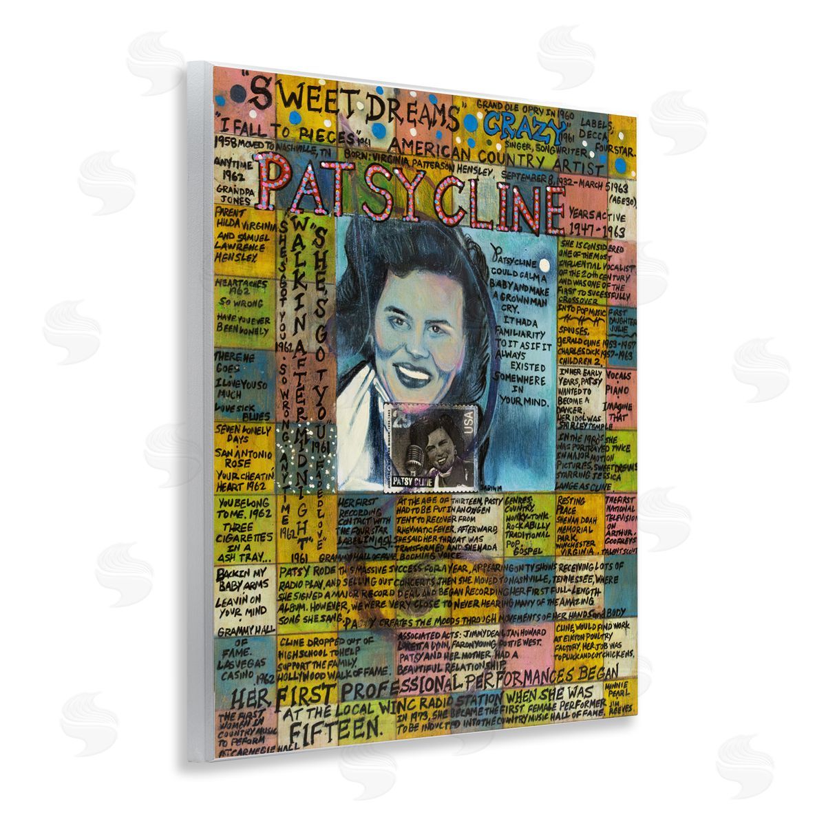 Sabin Patsy Cline Collage Wooden Wall Plaque Art Print