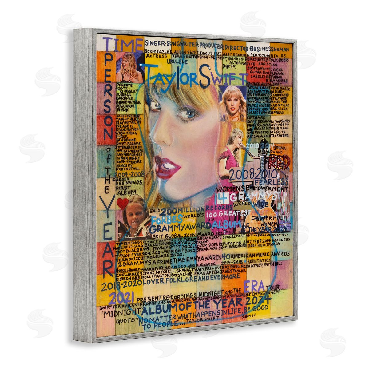 Sabin Taylor Musician Collage Gray Framed Giclee Wall Art Print