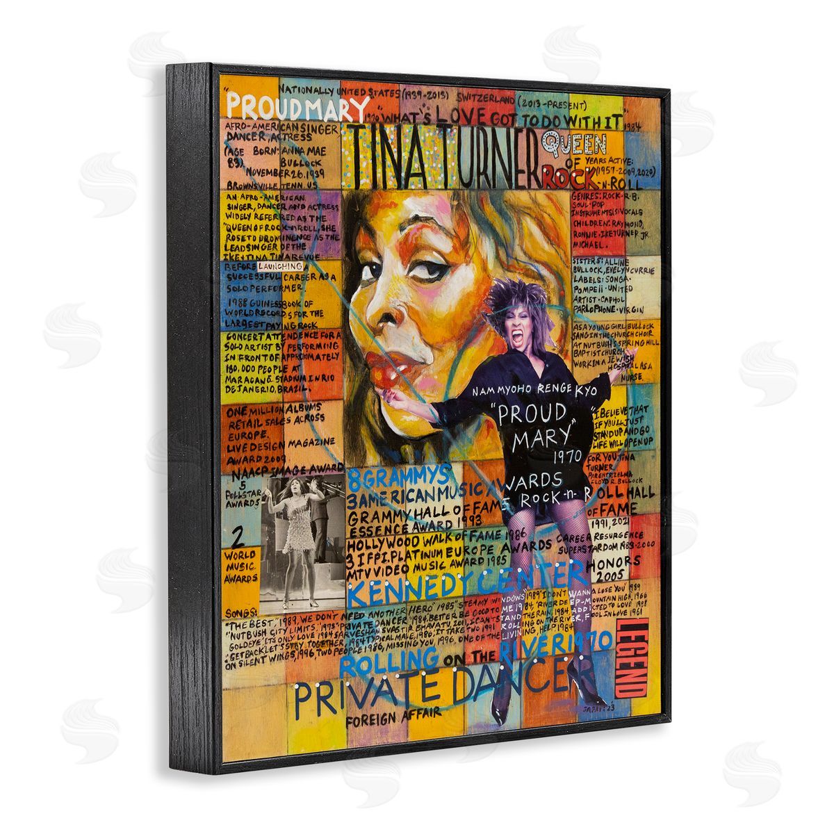 Sabin Tina Turner Collage Black Framed Giclee Wall Art Print