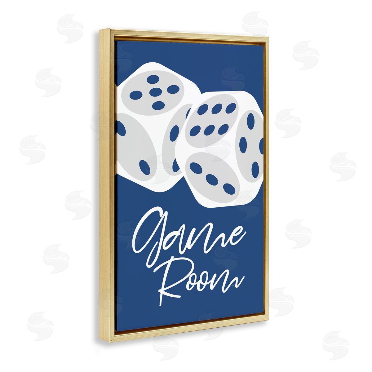 Martina Pavlova Game Room with Dice Gold Floating Frame Canvas Wall Art Print