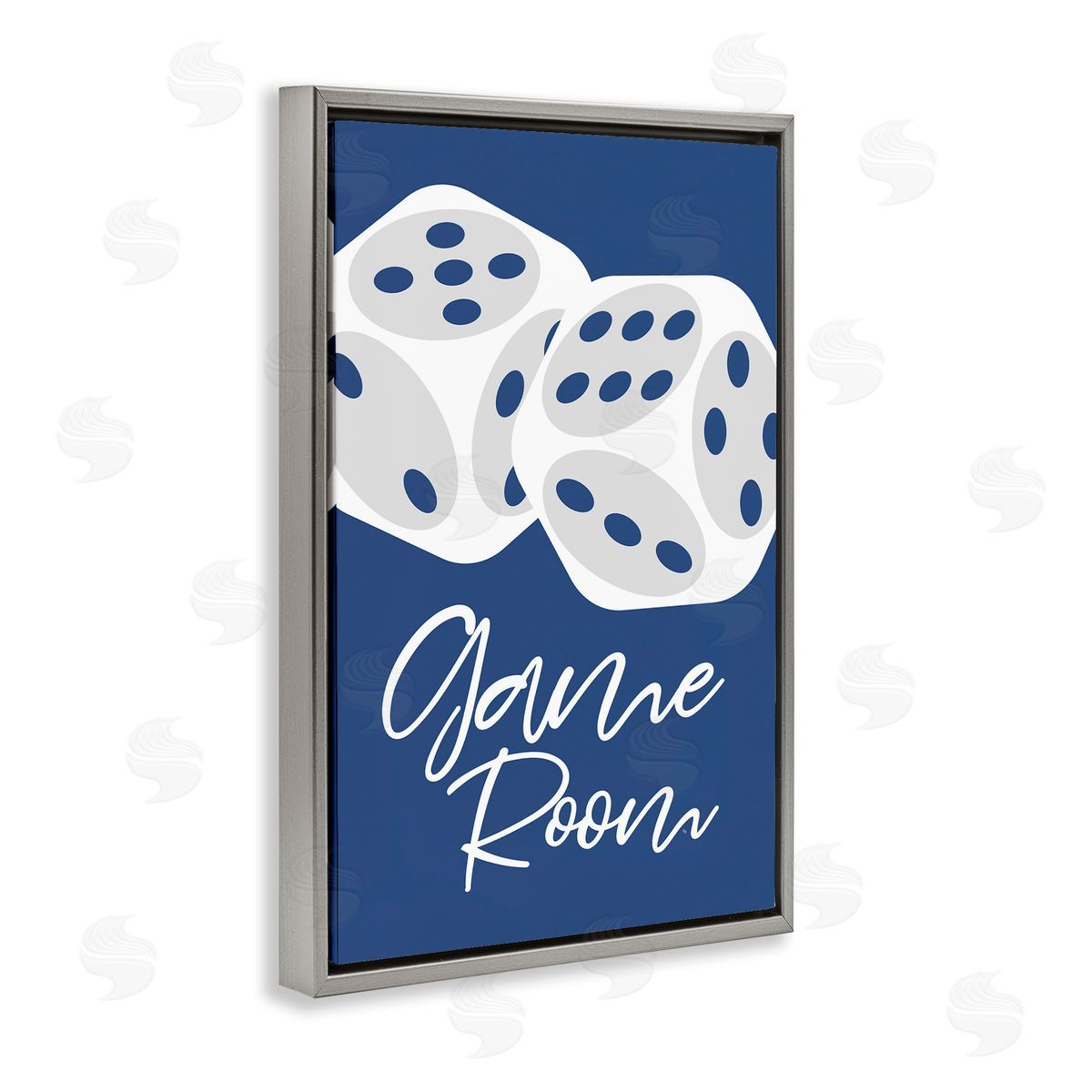Martina Pavlova Game Room with Dice Gray Floating Frame Canvas Wall Art Print