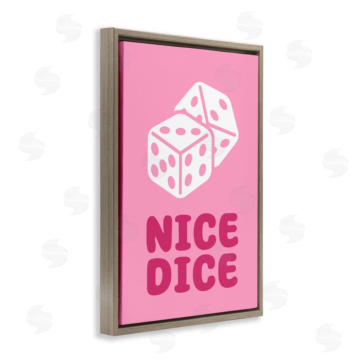 Martina Pavlova Nice Dice Phrase Brown Floating Frame Canvas Wall Art Print