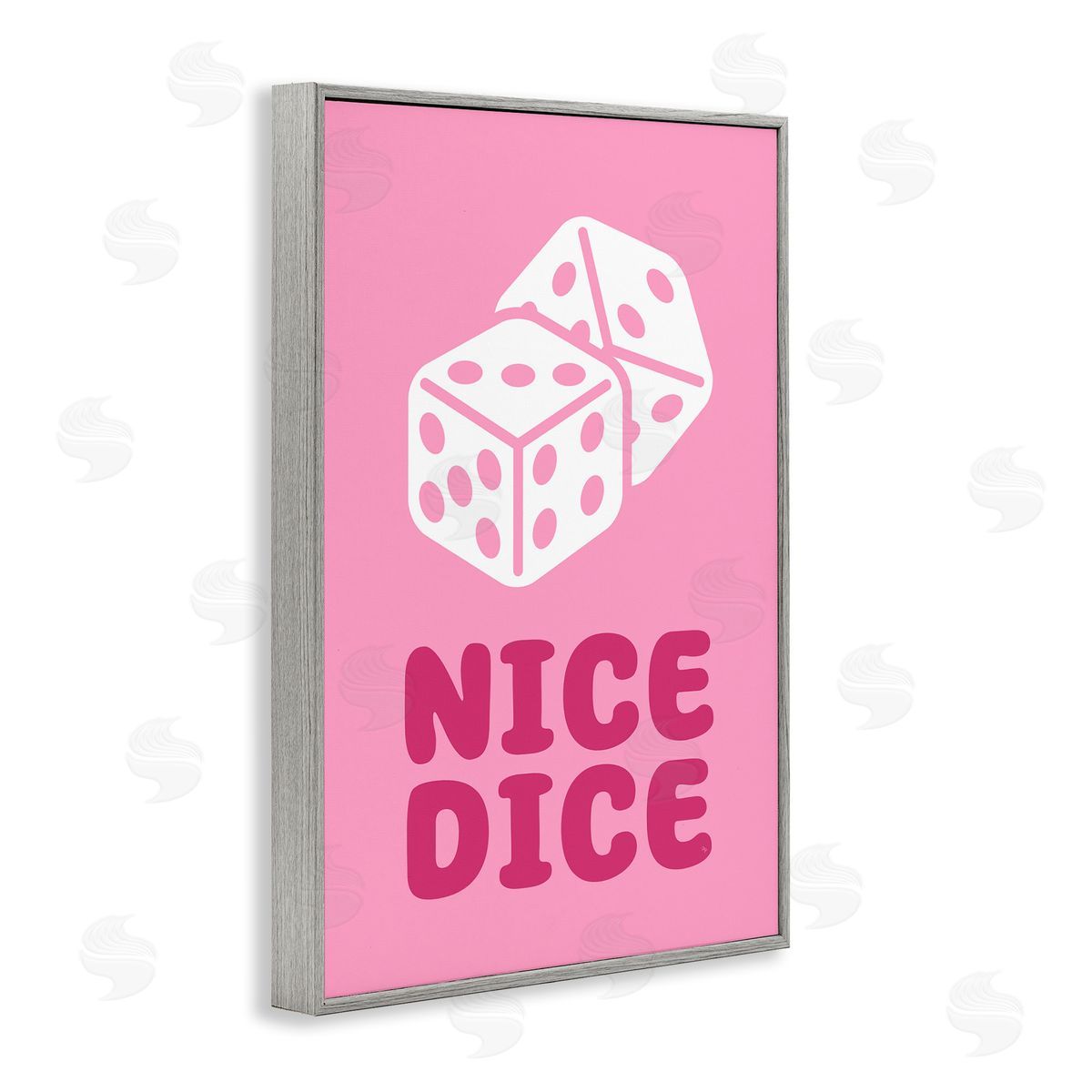 Martina Pavlova Nice Dice Phrase Gray Framed Giclee Wall Art Print