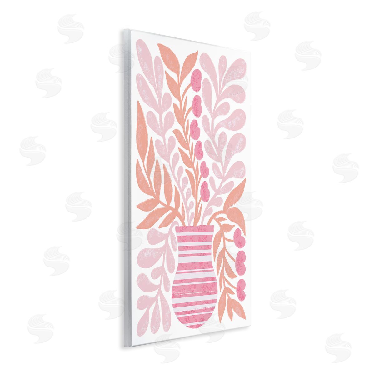 Martina Pavlova Pink Fronds Vase Wooden Wall Plaque Art Print