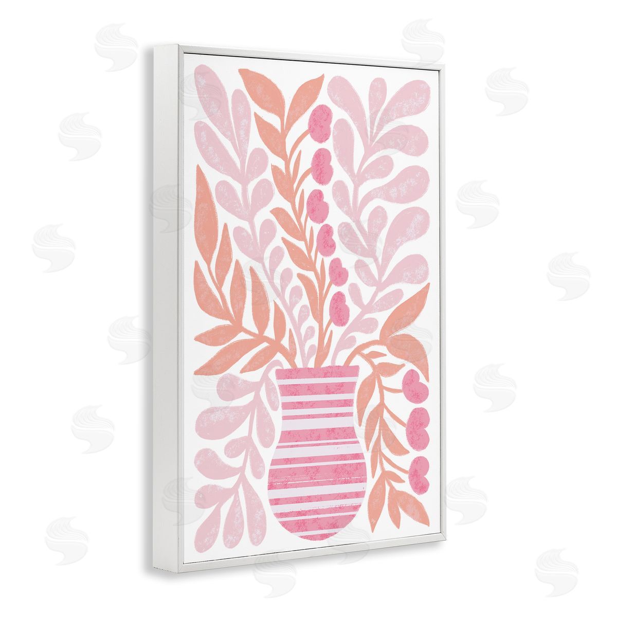 Martina Pavlova Pink Fronds Vase White Framed Giclee Wall Art Print