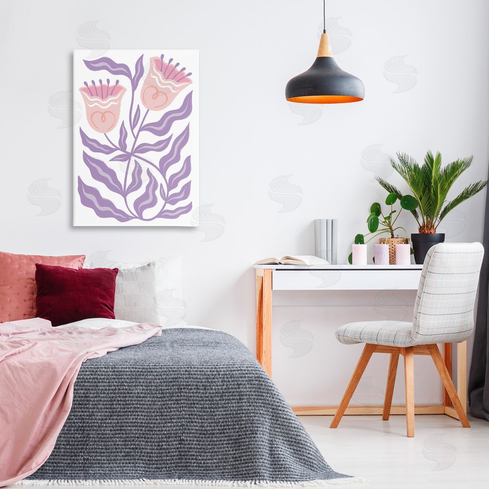 Martina Pavlova Wavy Purple Blooms Canvas Wall Art Print in Room
