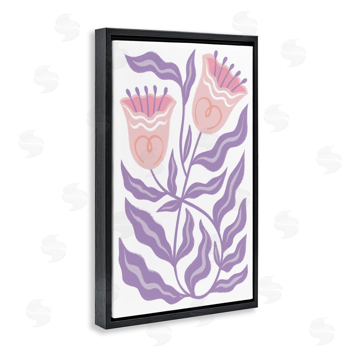 Martina Pavlova Wavy Purple Blooms Black Floating Frame Canvas Wall Art Print