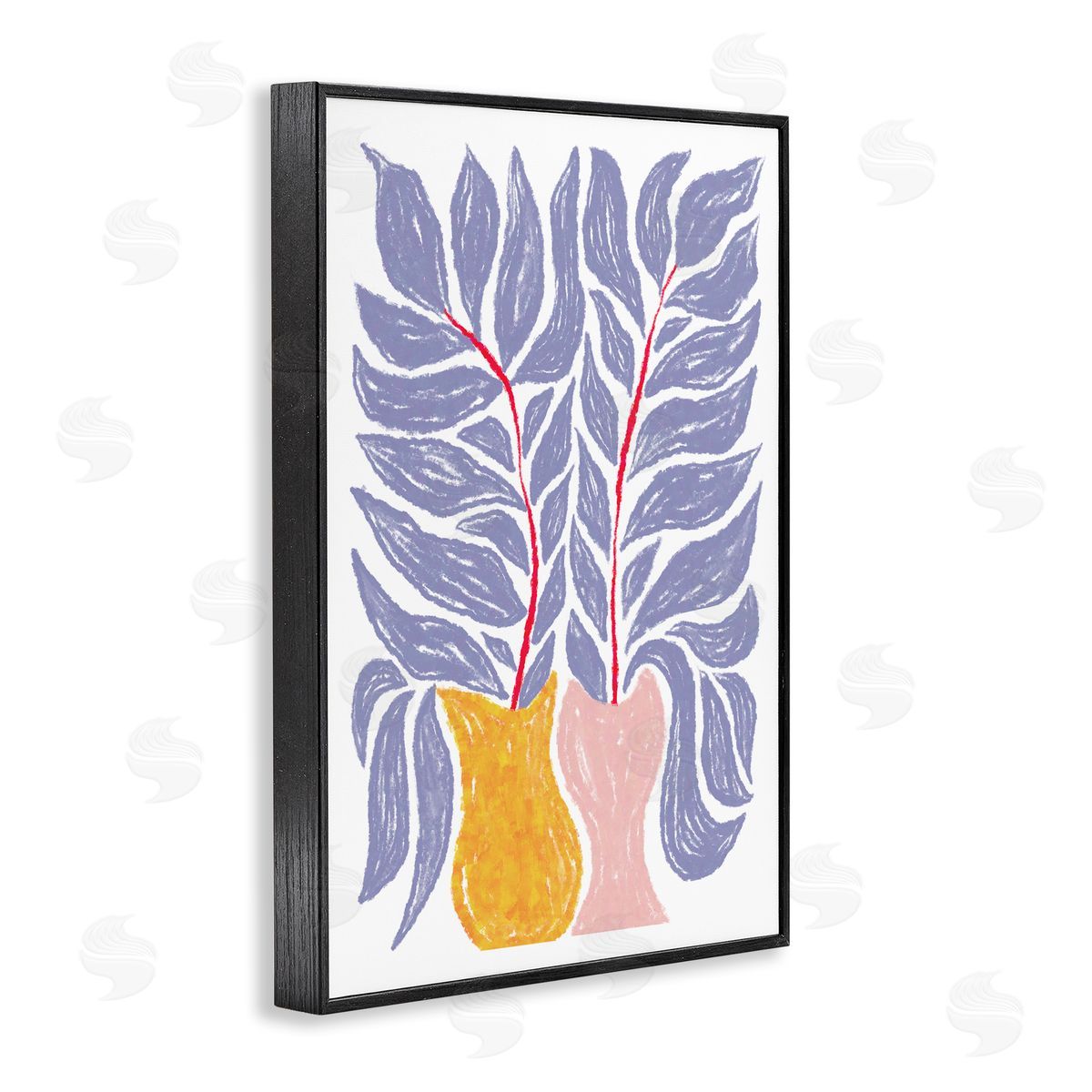 Martina Pavlova Purple Leaves in Vases Black Framed Giclee Wall Art Print