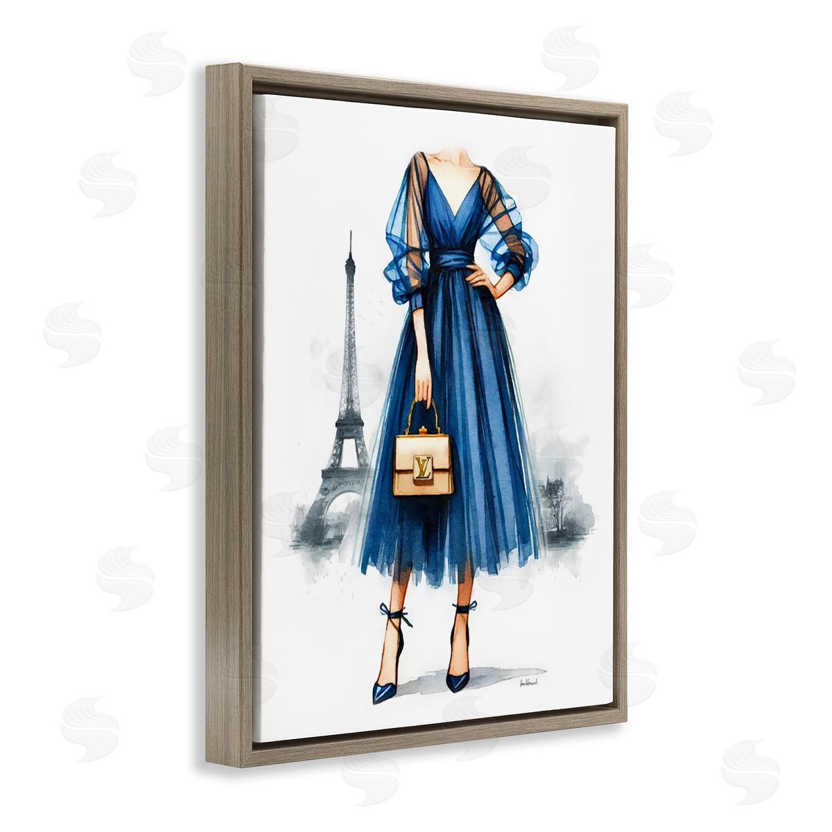 Amanda Greenwood Parisian Fashion Woman Brown Floating Frame Canvas Wall Art Print