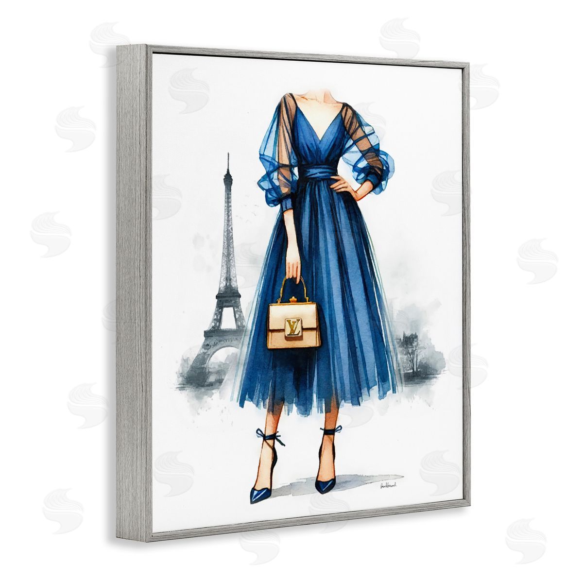 Amanda Greenwood Parisian Fashion Woman Gray Framed Giclee Wall Art Print