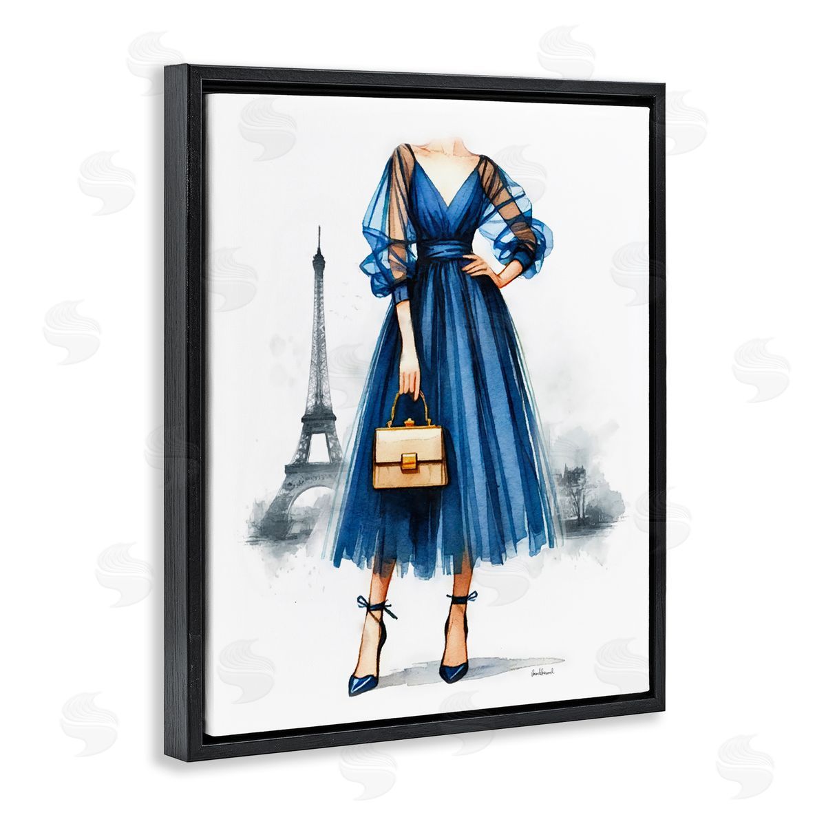 Amanda Greenwood Eiffel Town & Fashion Black Floating Frame Canvas Wall Art Print
